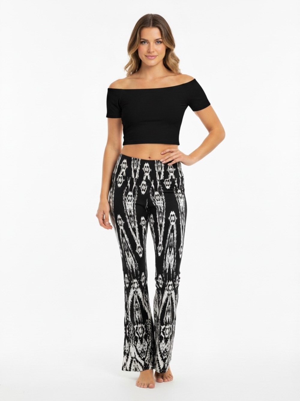 Olivaceous | LIKE NEW Rayon stretch foldover waist comfy flare pants size medium